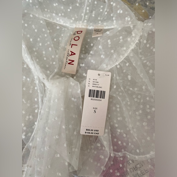 anthropologie DOLAN Sheer Tie-Neck Blouse size S new nwt - Picture 5 of 5